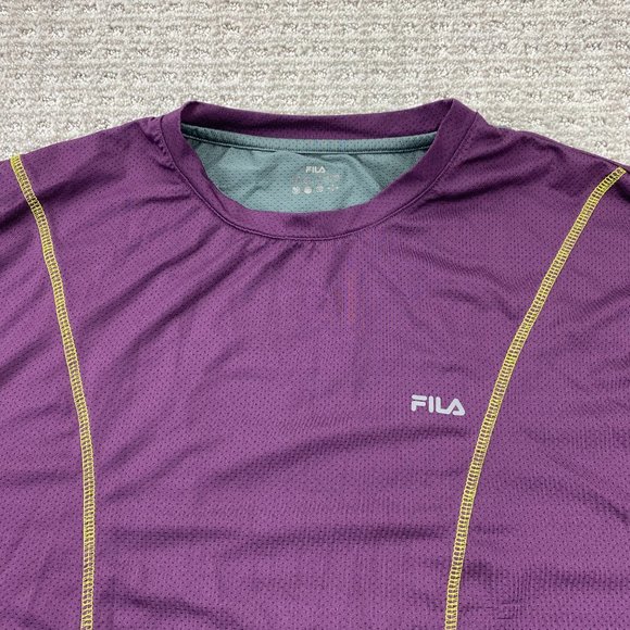 FILA F4 Athletic Shirt Men Large L Purple Gray Polyester Running Gym Workout - Picture 2 of 11